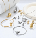 18K Gold-Plated Brass and Zirconia Jewelry Set — Stylish Gold-Tone Brass Teardrop Earrings, Designed Exclusively for Women's Weddings.
