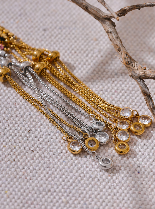Gold-Tone Stainless Steel and Zirconia Bracelet — Designed for Women for Weddings, Parties, and Engagements