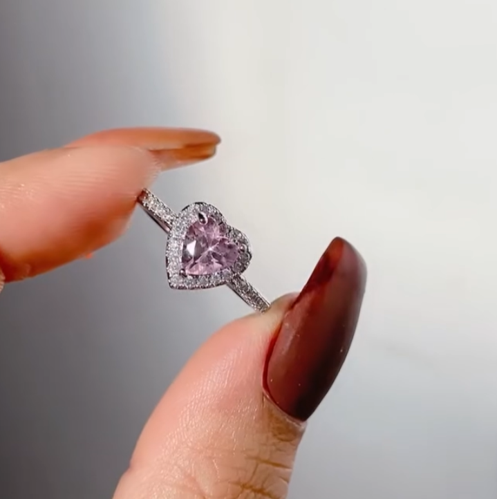 Prism Heart Ring — Silver- and Gold-Plated Brass, Fully Set with Multicolor Cubic Zirconia