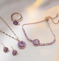 "Spinning Stars" Clavicle Jewelry Set — Stainless Steel Spinning Necklace, Ring, and Earrings, Inlaid with Zircon; Durable and Exceptionally Stylish.