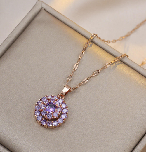 "Spinning Stars" Clavicle Jewelry Set — Stainless Steel Spinning Necklace, Ring, and Earrings, Inlaid with Zircon; Durable and Exceptionally Stylish.