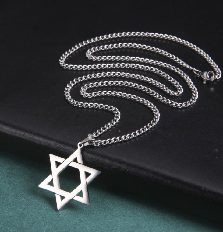 Geometric Six-Pointed Star Necklace — Stainless Steel Fashion Pendant Jewelry (Unisex)