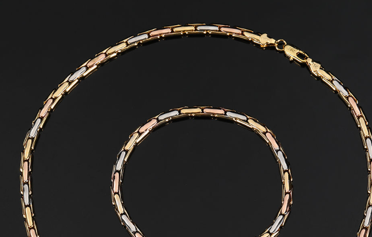 Hip-Hop Style 18K Gold-Plated Bracelet and Necklace — A Unisex, Street-Style Gift for Men and Women.