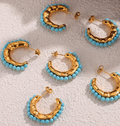 Rainbow Handcrafted Beaded Jewelry Set — Personalized Alloy Necklace and Earrings with Rhinestone Accents — Vibrant and Colorful