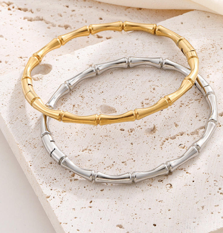 "Bamboo Rhythm" Bracelet — High-End Gold-Plated Stainless Steel Jewelry for Women (Non-Fading)