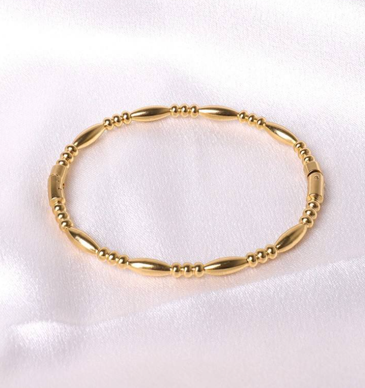 "Bamboo Rhythm" Bracelet — High-End Gold-Plated Stainless Steel Jewelry for Women (Non-Fading)