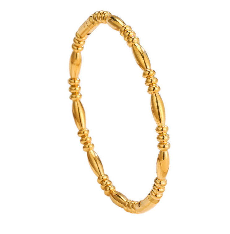 "Bamboo Rhythm" Bracelet — High-End Gold-Plated Stainless Steel Jewelry for Women (Non-Fading)