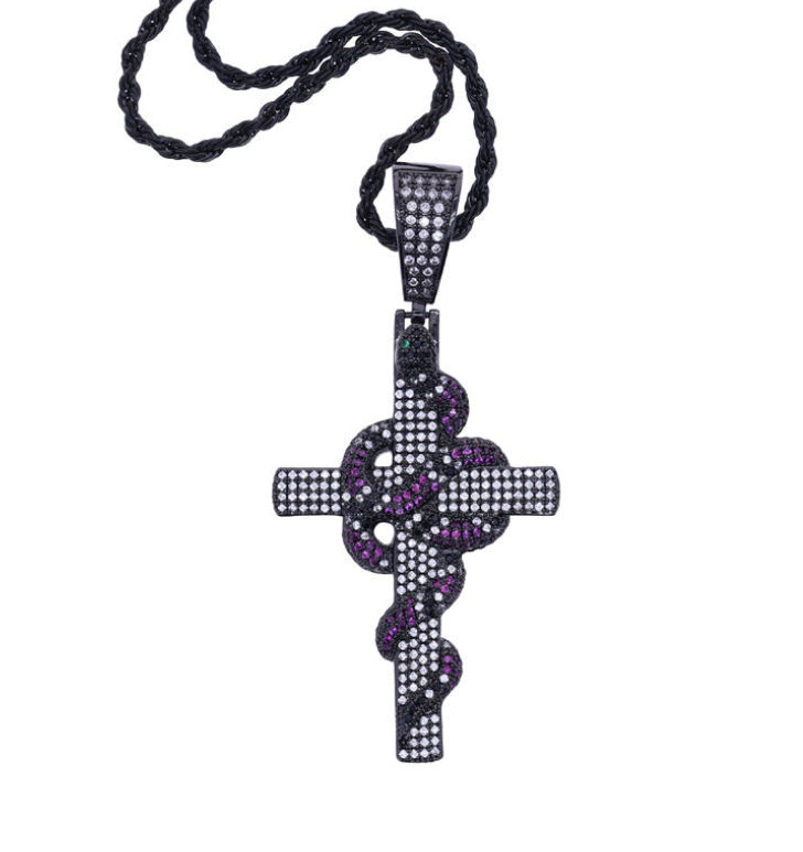 Micro-Pave Zircon Snake Pendant Necklace — Stylish Retro Alloy Hip-Hop Inspired Jewelry featuring a Micro-Pave Zircon Snake Pendant Chain — Unisex Design