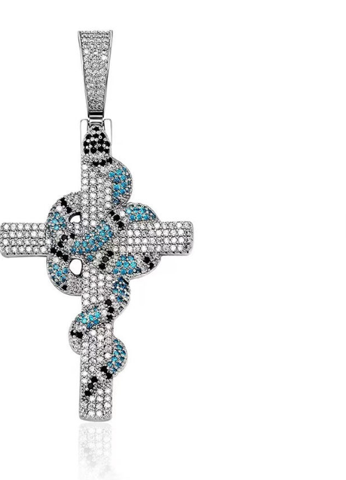Micro-Pave Zircon Snake Pendant Necklace — Stylish Retro Alloy Hip-Hop Inspired Jewelry featuring a Micro-Pave Zircon Snake Pendant Chain — Unisex Design