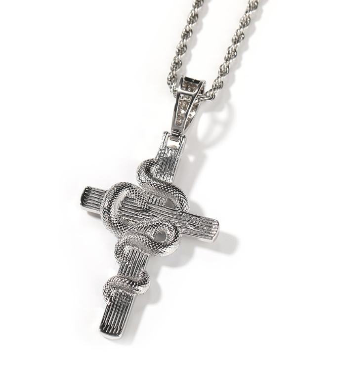 Micro-Pave Zircon Snake Pendant Necklace — Stylish Retro Alloy Hip-Hop Inspired Jewelry featuring a Micro-Pave Zircon Snake Pendant Chain — Unisex Design