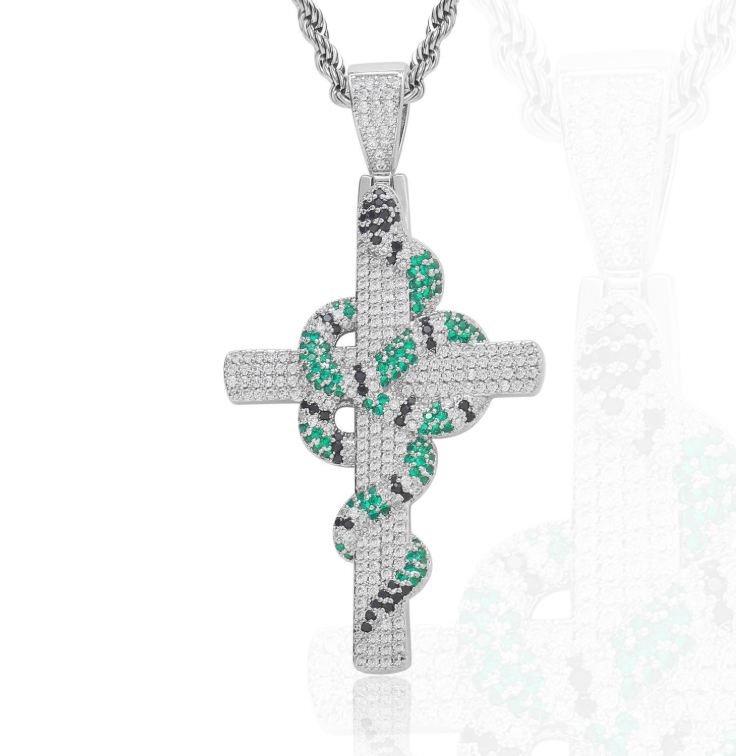 Micro-Pave Zircon Snake Pendant Necklace — Stylish Retro Alloy Hip-Hop Inspired Jewelry featuring a Micro-Pave Zircon Snake Pendant Chain — Unisex Design