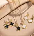 Light Luxury Floral Jewelry Set | 18K Gold-Plated Stainless Steel | Inlaid with Shell and Zircon Flowers